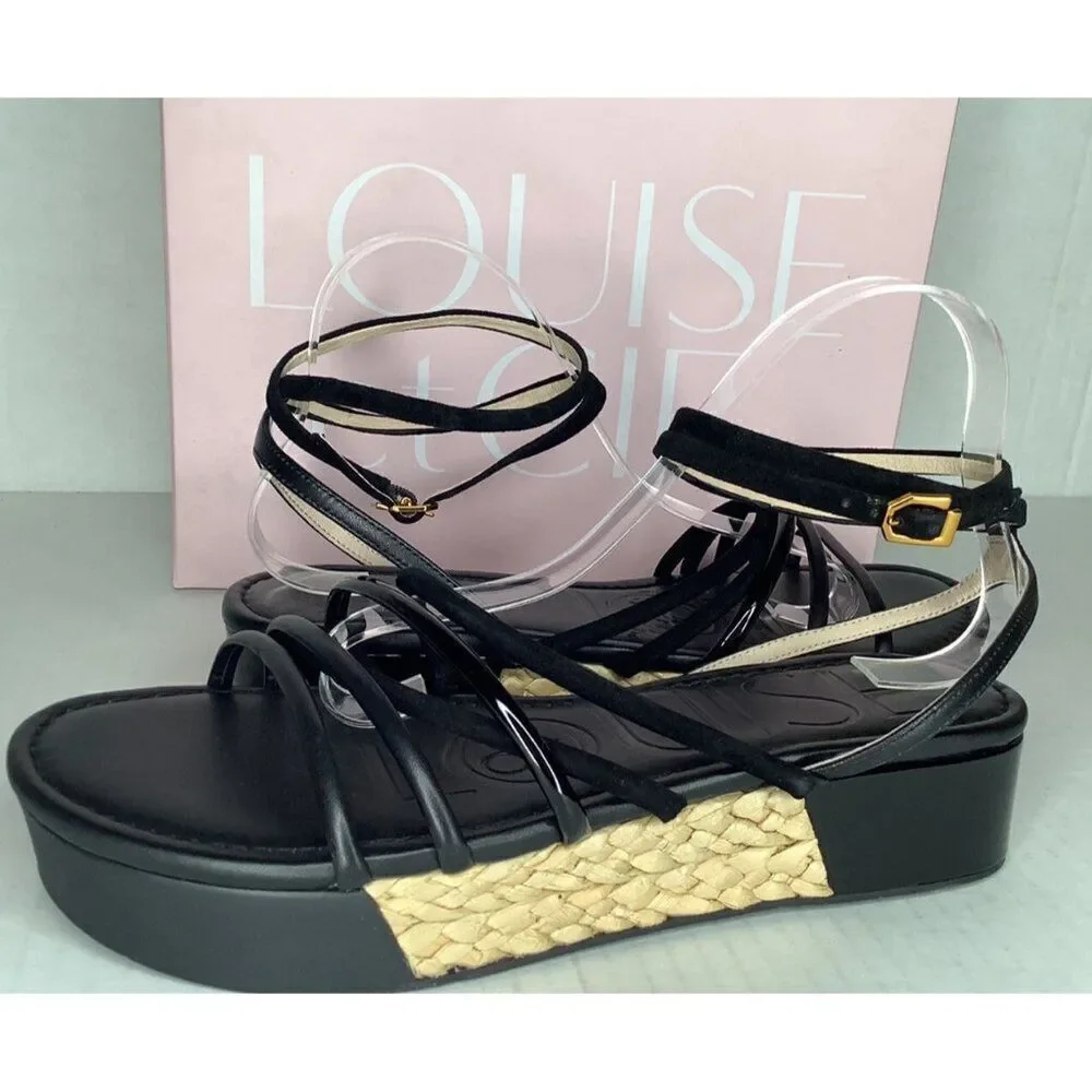 Louise Et Cie Bimo Women's 11m Black strappy espedrille sandals